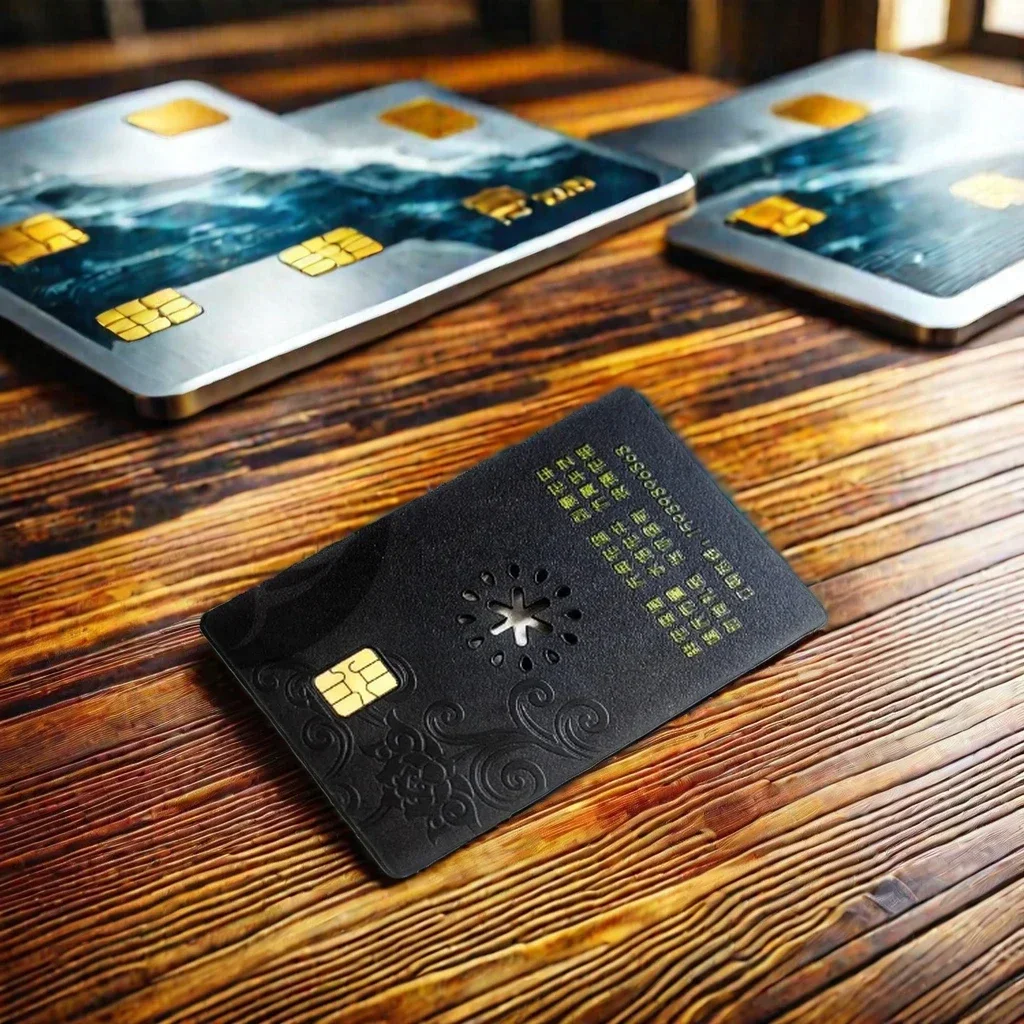 독특한 금속 칩과 RFID 스틸 접촉식 출입 통제 칩이 포함된 실크 인쇄 명함 독특한 금속 칩 카드