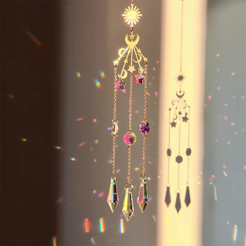 Cosmic Themed Crystal Pendant Suncatcher Galaxy Sun Catcher Rainbow Light Spot for Room Balcony Window Christmas Tree Decoration