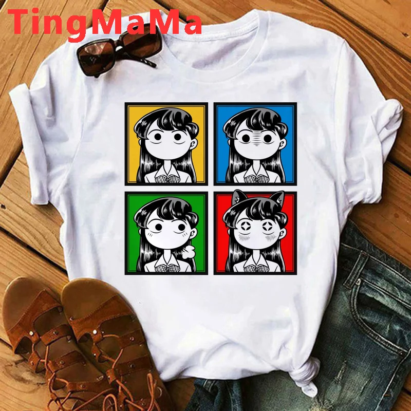 Komi Cant Communicate Komi Shouko 의류 t 셔츠 남성 하라주쿠 카와이 streetwear 그런지 여름 탑 빈티지