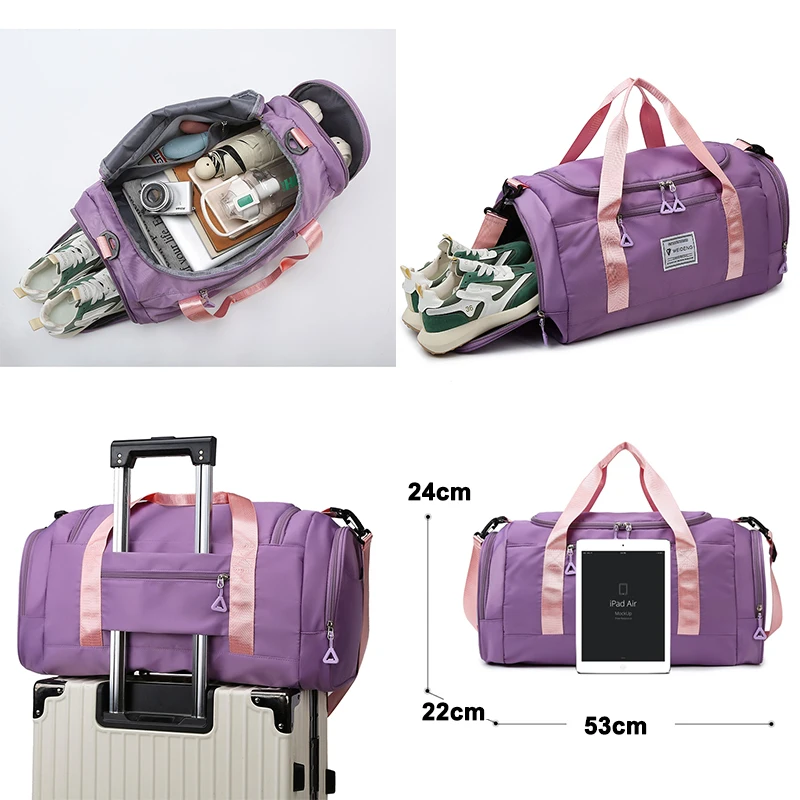 Fashion Travel Bags For Women Large Capacity Men's Sports bag Waterproof Weekend Sac Voyage Female Messenger Bag Dry And Wet