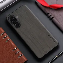 Bamboo Wood Pattern PU Leather Cover - Premium Protective Case for Galaxy A70 (GY)