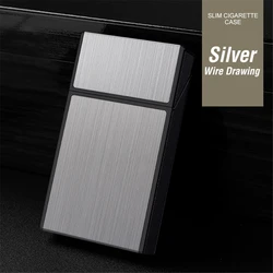 Sleek Ultra Thin Flip Cigarette Case - 20pc Storage Box for 100mm Cigarettes | Elegant Smoking Accessory for Men (Silver)