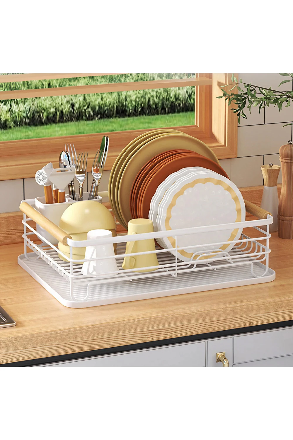 White Iron Dish Drainer dish draining rack Kitchen countertop storage rack: 3 - 5 Days Free Delivery Only UK