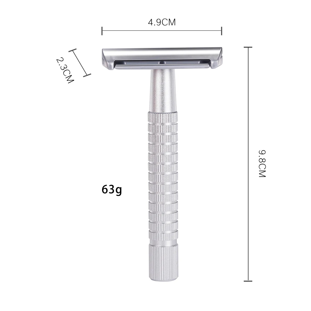 Whityle Metal Safety Razor Classic Wet Shaver Large Handle Beard Carving Razor 06T With 5 Platinum Coated Blade 3