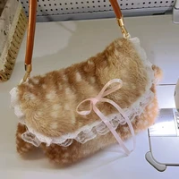 Sac à main en peluche motif cerf, mignon, Ins Kawaii, sac de banlieue pour femmes, sac à bandoulière polyvalent, nouvelle collection automne hiver 5