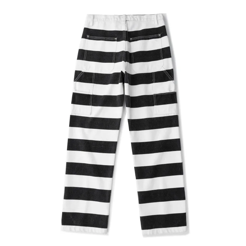 Casual Pants Hiking Pants OKONKWO Heavy Duty Striped Work Longs Thick Canvas Rock Motorcycle Trousers Outdoor Camping Prison Uniform Knight Pants 16oz