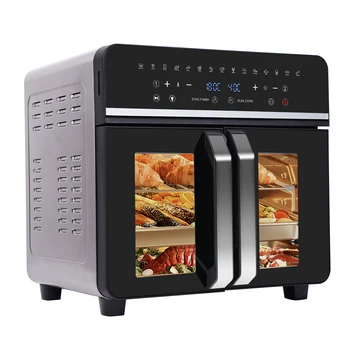 Friggitrice ad aria calda a doppia zona, friggitrice ad aria calda da 23 litri, forno XXL da 2200 W con touch screen LED, 15 programmi, con ricettario 1