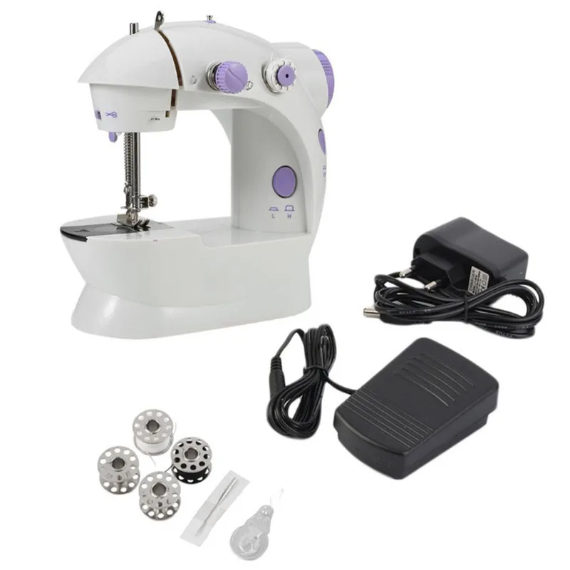 

Электрическая швейная машинка, компактная Бытовая компактная двухскоростная, с бриллиантовой педалью, прямая, с двумя нитями, для начинающих