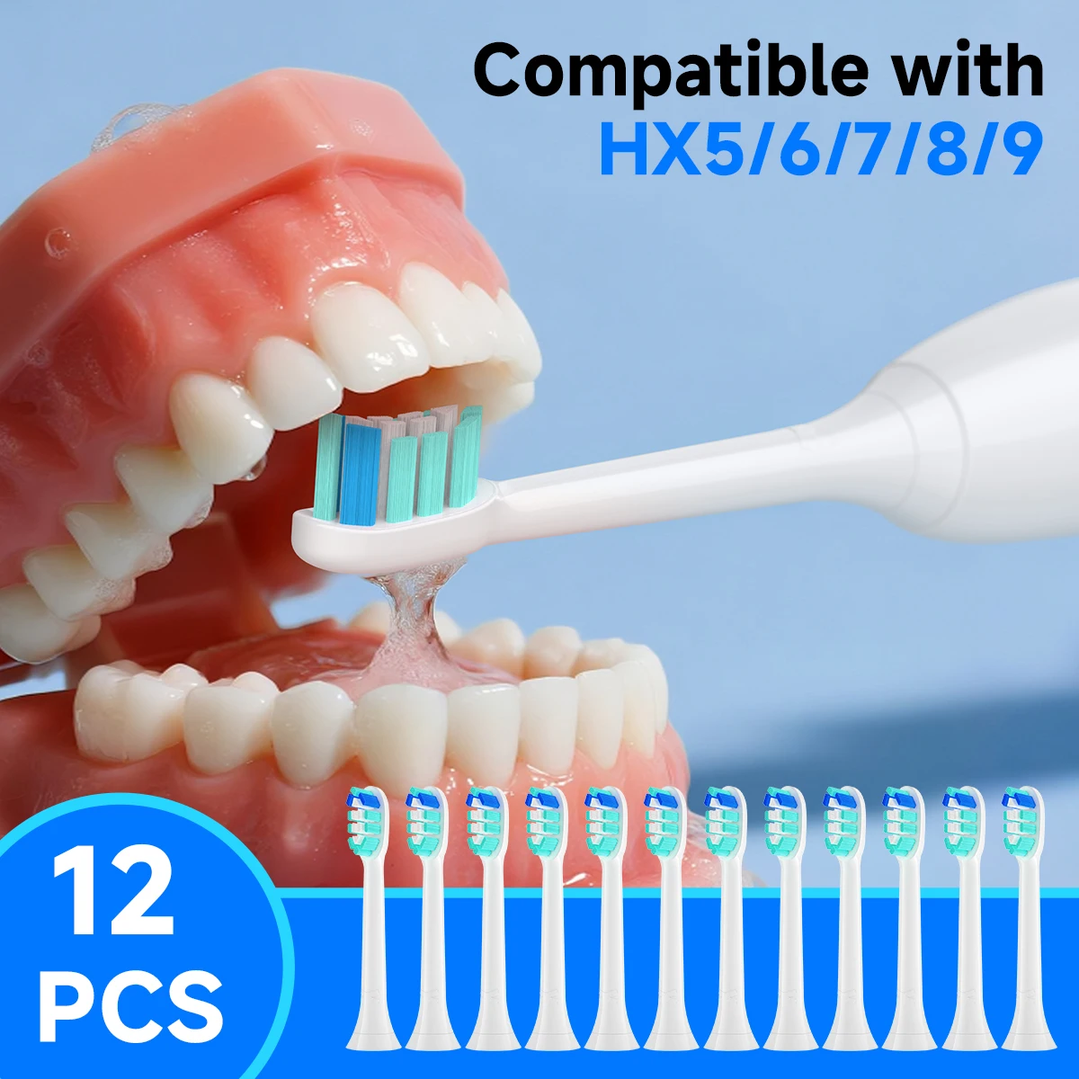 필립스 HX5/HX6/HX7/HX8/HX9/커버 브러시 헤드 포함 4/8/12/20개 교체용 칫솔 헤드 무료 배송