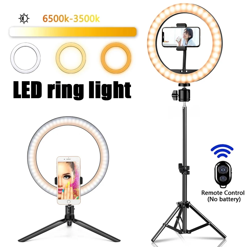10 Pollici Led Selfie Ring Lamp Fotografico Selfie Ring Lighting Usb Remote Fill Light Per Tiktok Video Live Phone Holder & Treppiede