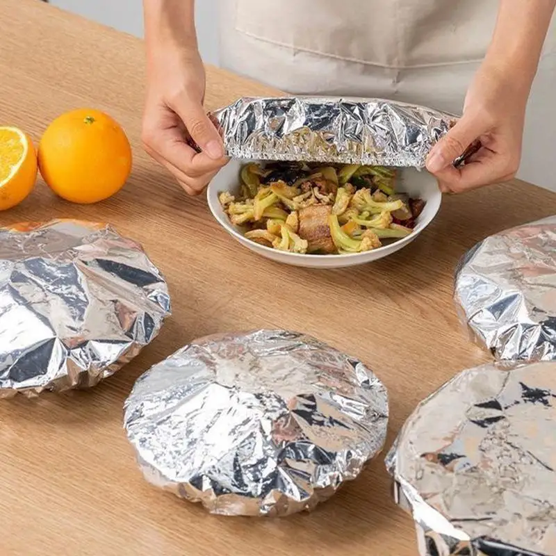 Aluminum Foil Film Insulation Cover 50 Pieces Round Food Grade Aluminum Turkey Pan Lids Canning Products Cookware Accessory For