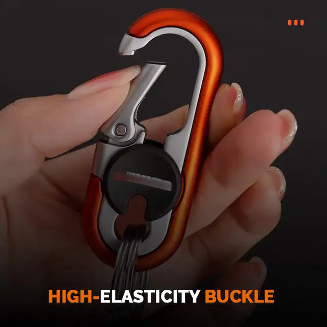 Férfi Kulcstartó Rozsdamentes Acél Csat Kültéri Karabiner Hegymászó Szerszámok Dupla Gyűrűs Autó Tartós - Image 5