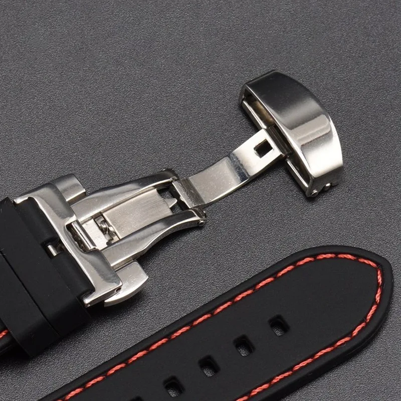 Waterproof Silicone Sport Watch Strap with Quick Release and Butterfly Buckle