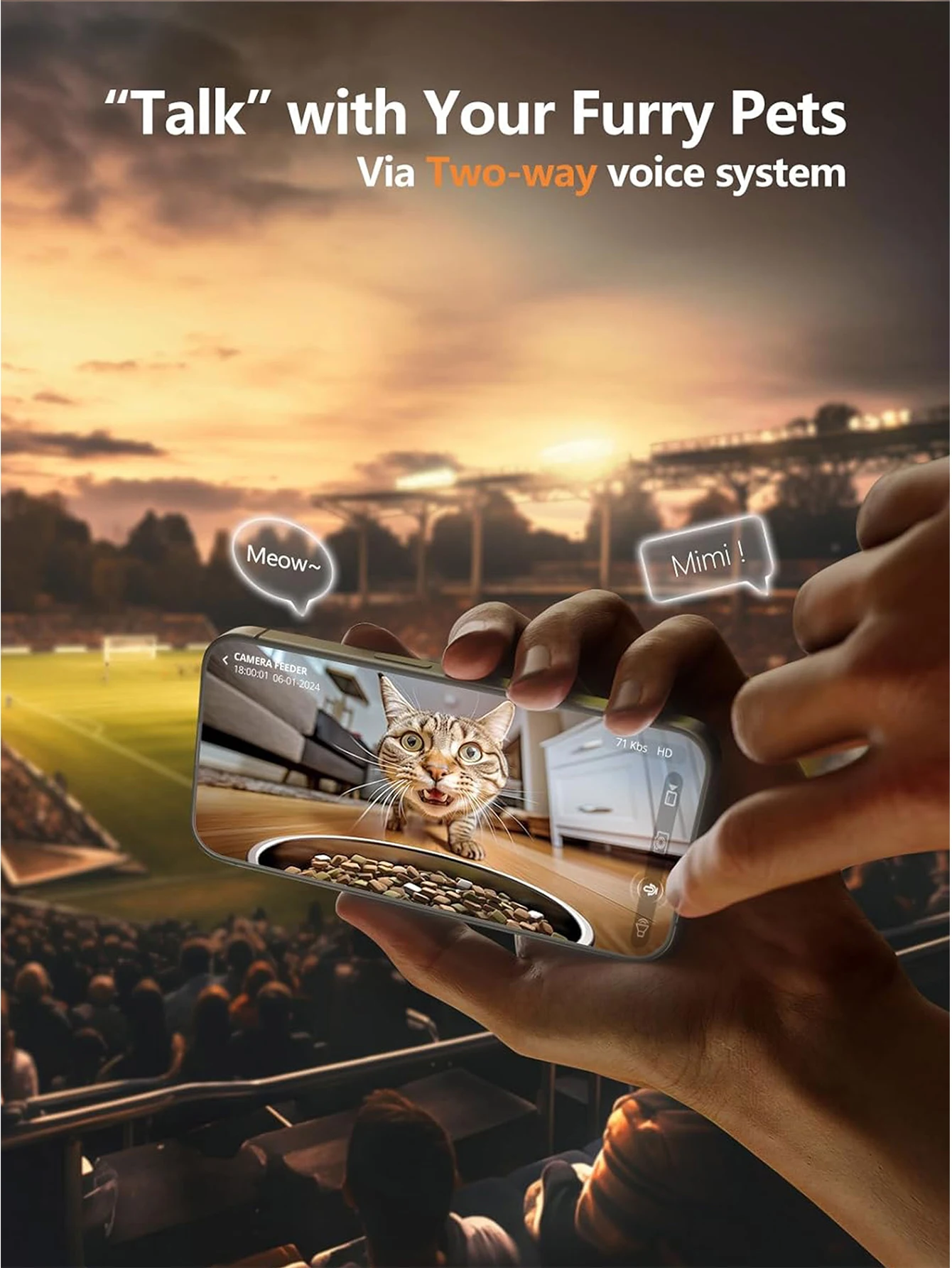 1080P HD Camera Automatic Cat Feeder with 5GWiFi Tuya Pet Cat Smart Food Kibble Dispenser Auto Feeder For Cats Dog Accessories 5