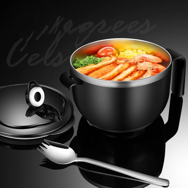 1200ml Instant Noodle Bowl with Lids Soup Hot Rice Bowls 304 Stainless  Steel Insulated Soup Bowls Heat Resistant Food Container - AliExpress