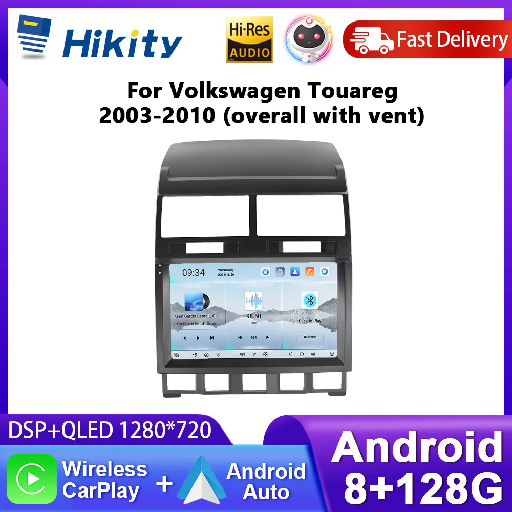 Hikity 9'' 8-rdzeniowy 8+GB RAM Radio z Androidem dla Volkswagena Tuarega (modele 2003-2010) z funkcją Carplay, Android Auto, 4G i WIFI