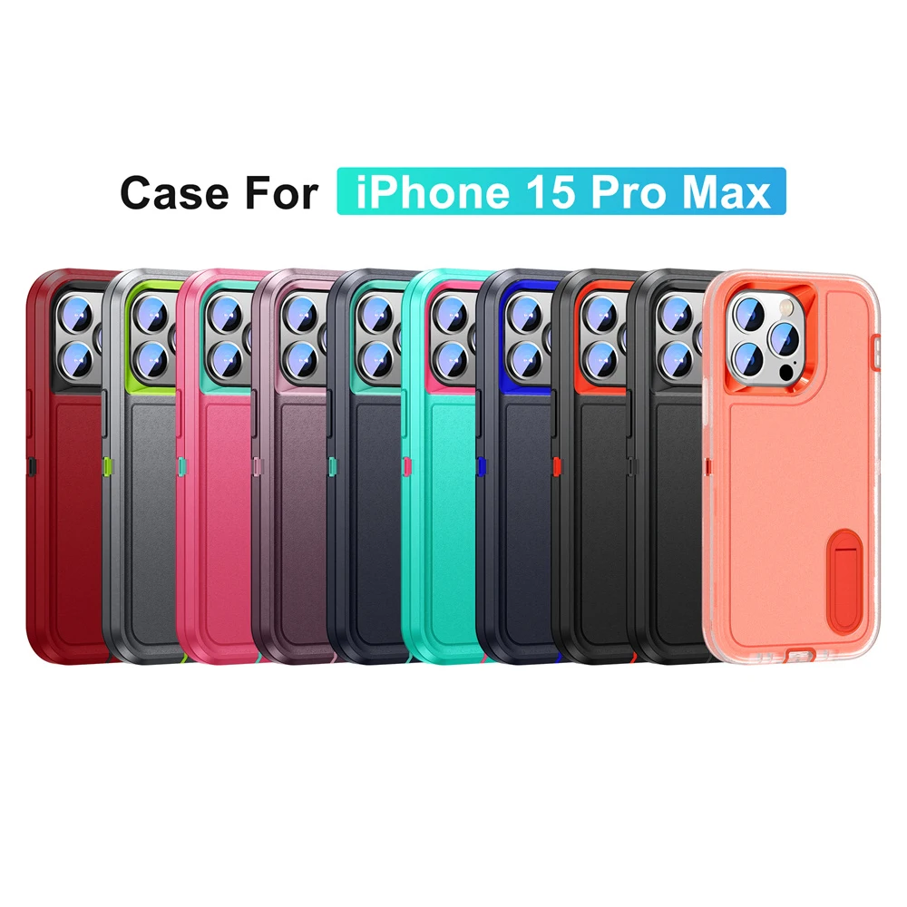 3-in-1 Hybrid Shockproof Phone Case with Invisible Stand
