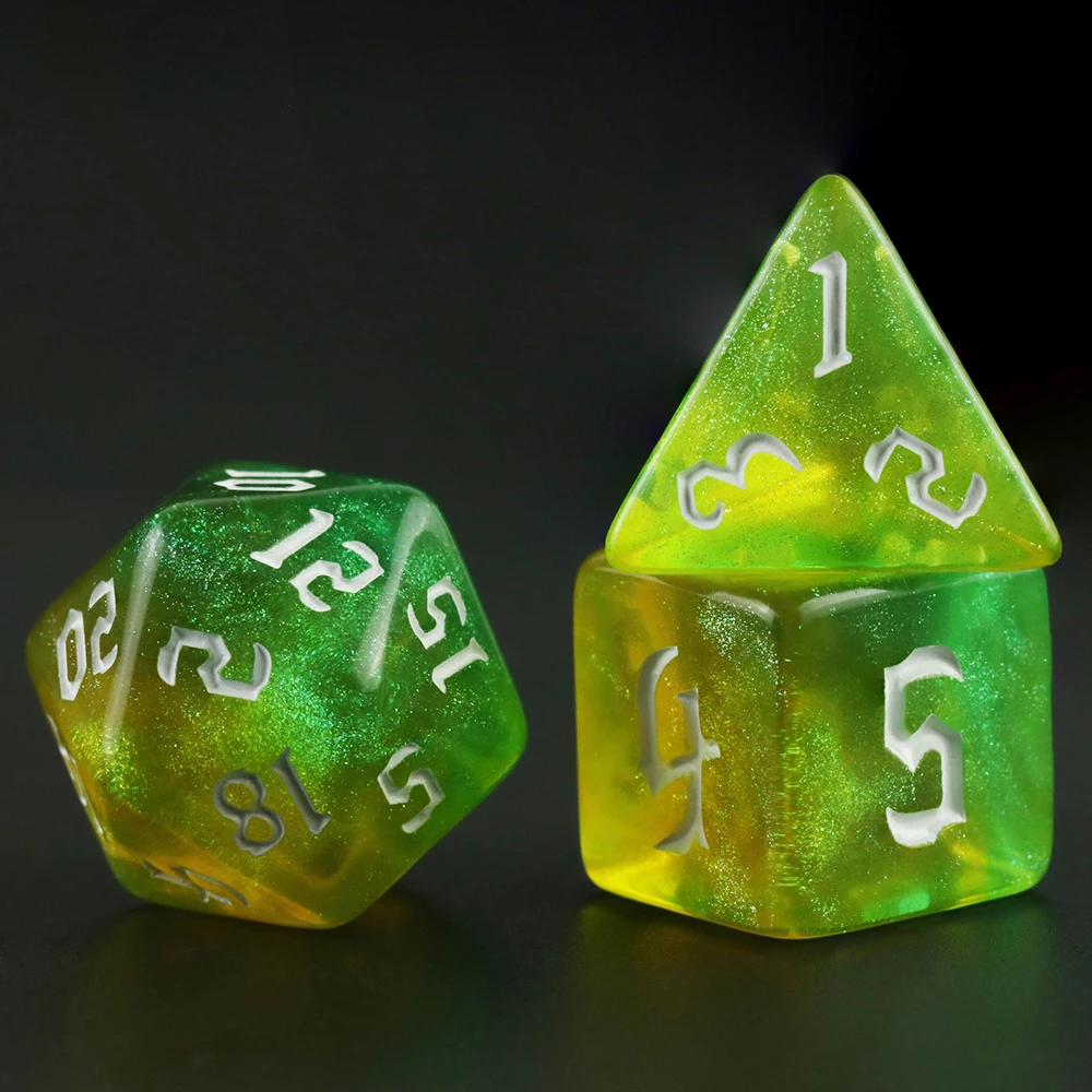Iridescent Glitter Polyhedral Dice Set for Tabletop Role-Playing Games