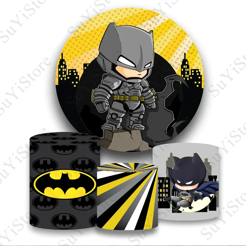 Dc Supereroe Batman Sfondo Rotondo The Dark Knight Kids Birthday Party Circle Photo Background Plinth Covers Photocall Puntelli