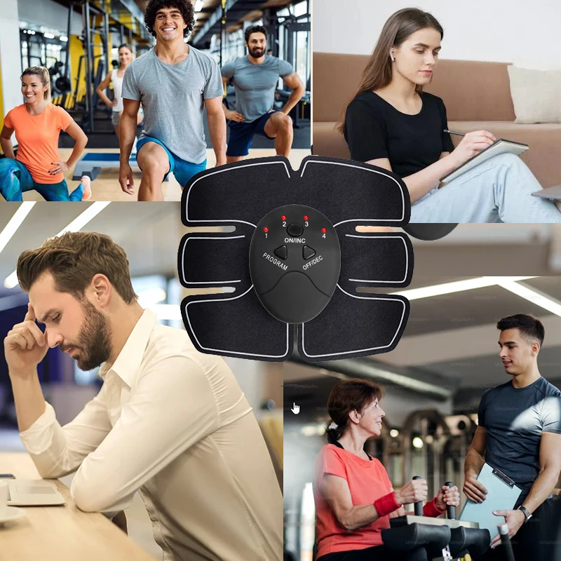 Abdominal Muscle Massager 6Pack and Hip Fitness ABS Arm Training Patches Muscle Exercise Instrument USB Charging Home Men
