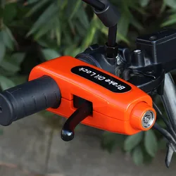 Universal Anti-Theft Handlebar and Brake Lock for Motorcycles, Scooters, and Bicycles (Orange)