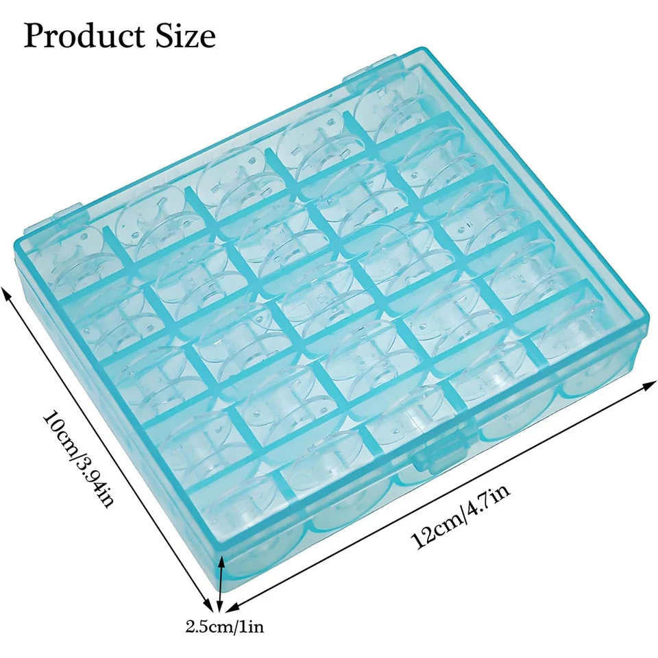 Contenitore trasparente per contenitore per bobine da 25 bobine, per bobine vuota in plastica da 1pc, organizer per bobine, contenitore per bobine per macchina da cucire Scatola