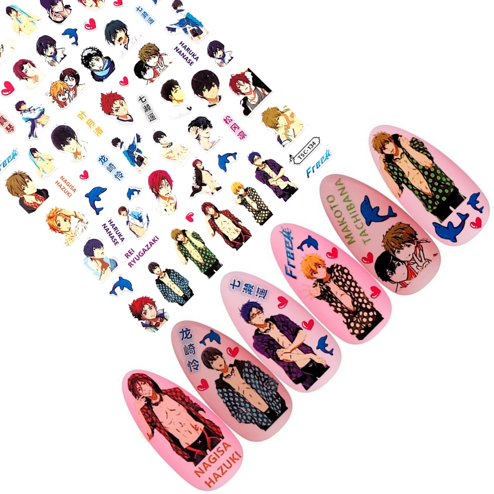 Tsc-134 Tsc-365 Hot Blood Cartoon Cartoon Free Handsome Boy 3D Back Glue Nail Sticker Decorazione Per Unghie Nail Art Nail Ornament