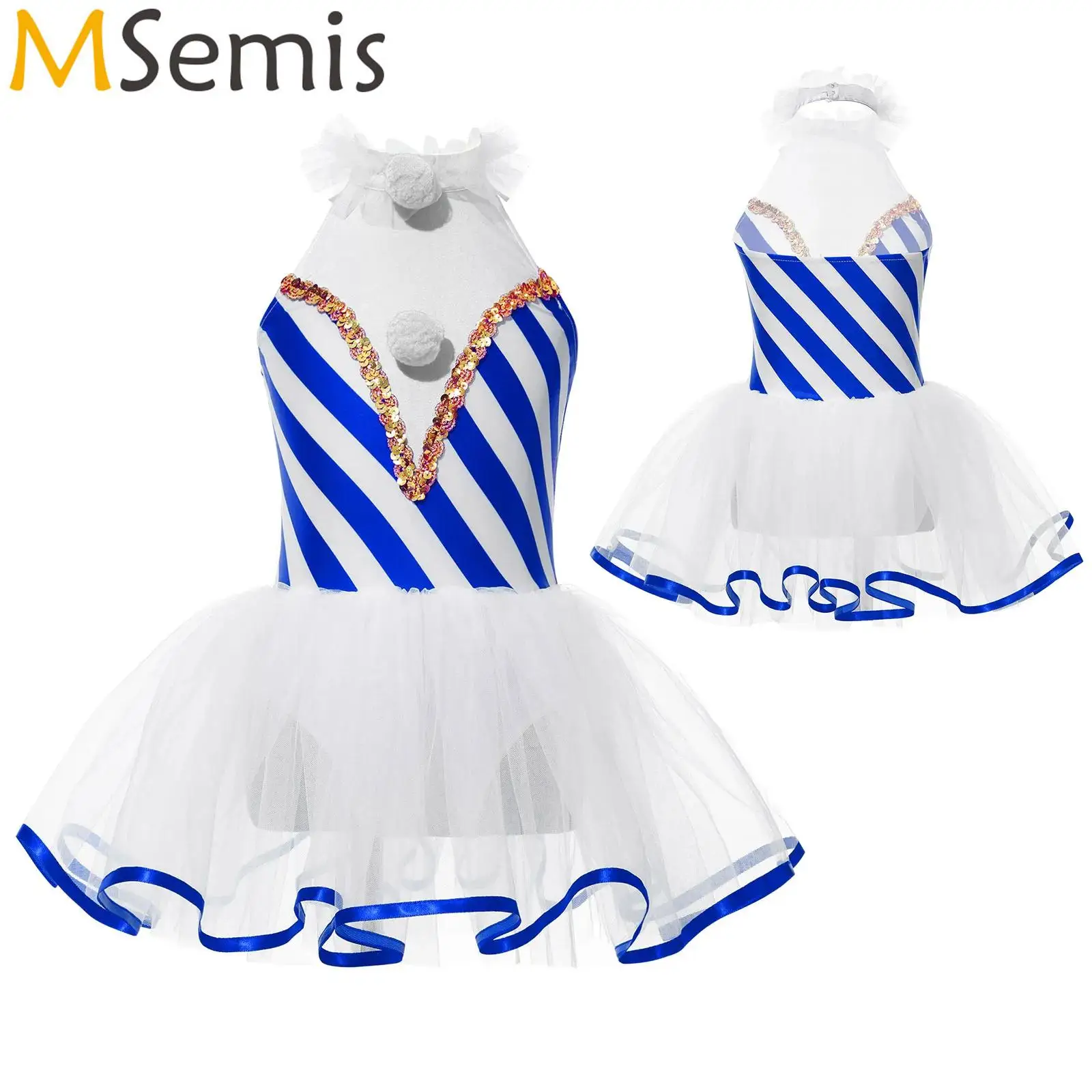 

Children's Girls Christmas Dance Dress Xmas Costume Candy Cane Stripe Ballet Tutu Leotard for Carnival Party Performance Clothes