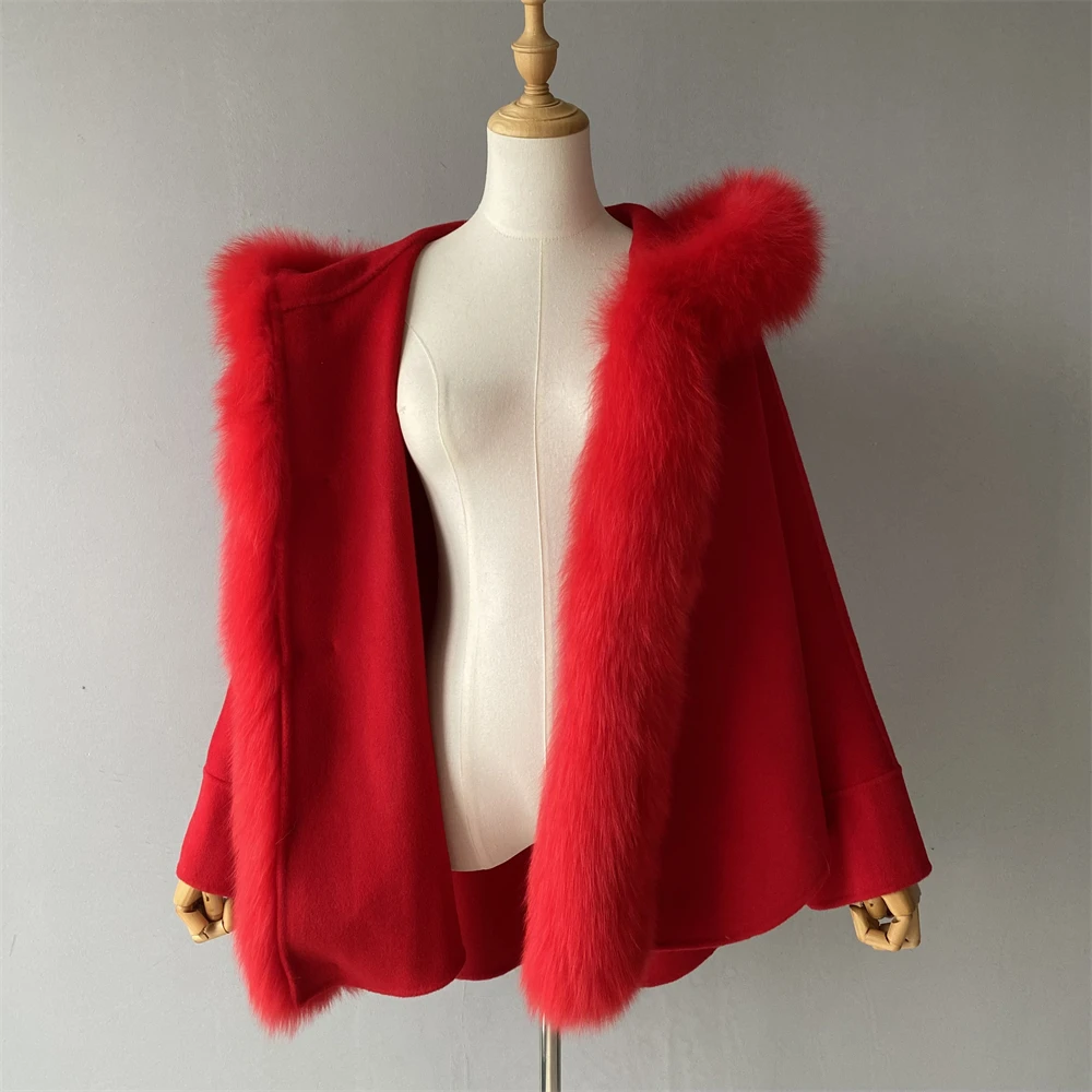 Wool coat with real fox fur - professional occasion wear