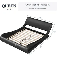 Queen Size Bed Frame with Ergonomic & Adjustable Headboard, Low Profile Modern Upholstered Platform Sleigh Design 2