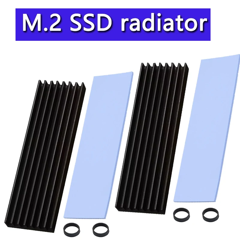 M.2 Heatsink with Thermal Silicone Pads 2280 SSD with 2 Black Rubber Straps for PC/PS5 M.2 SATA SSD