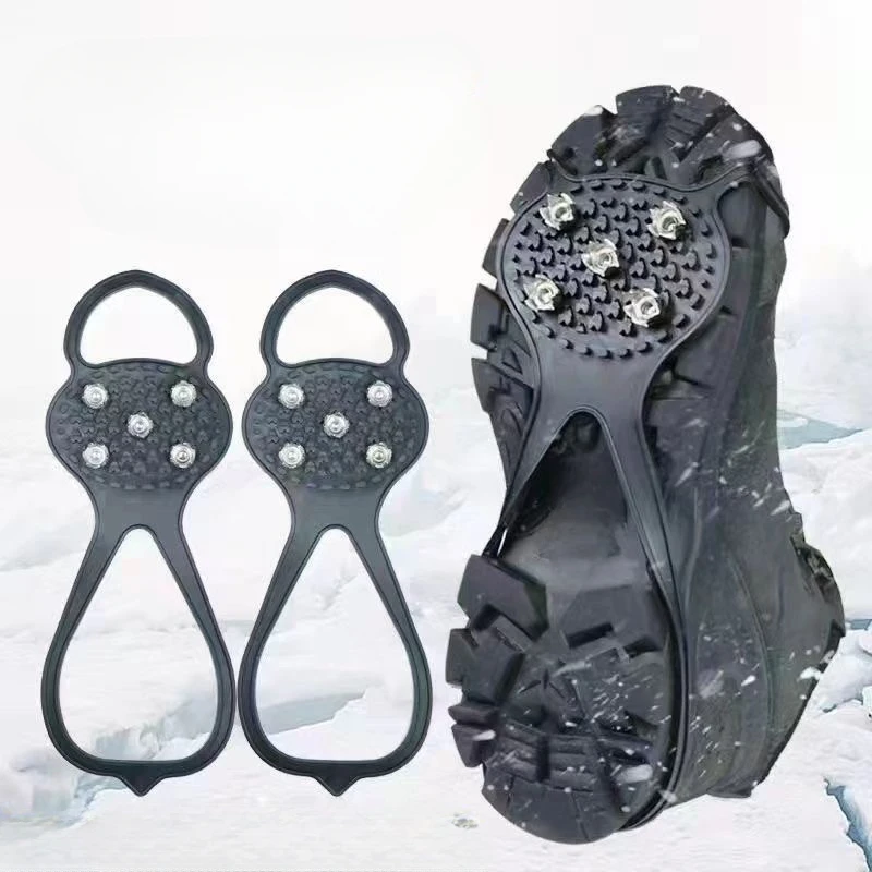 5 Studs Anti-Skid Ice Snow Camping Walking Shoes Winter Safety Boots 1 Pair Universal Professional Climbing Crampons