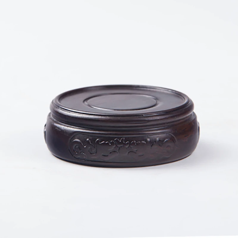 Round Ebony Wooden Pedestal Display Stand, Solid Wood, Decorative Base for Craft Tea Set, Teapot Plants, Ornaments Display