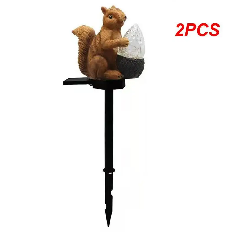 

2PCS Solar Crystal Lamps Resin Squirrel Lawn Lamp Fairy Garden LED Decoration Waterproof Lights For Pathway Yard Outdoor