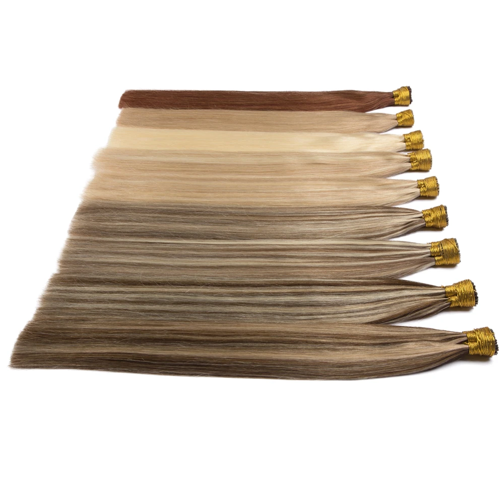 I Tip Hair Extension Straight Machine Made 100% Real Remy Human Fusion Hair Extensions 50Pcs/ Set Natural Keratin Hairpiece