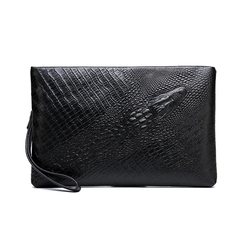 Men's hand bag Alligator Pattern large capacity casual hand-held bag with leather cover layer, letter package, file grab sac