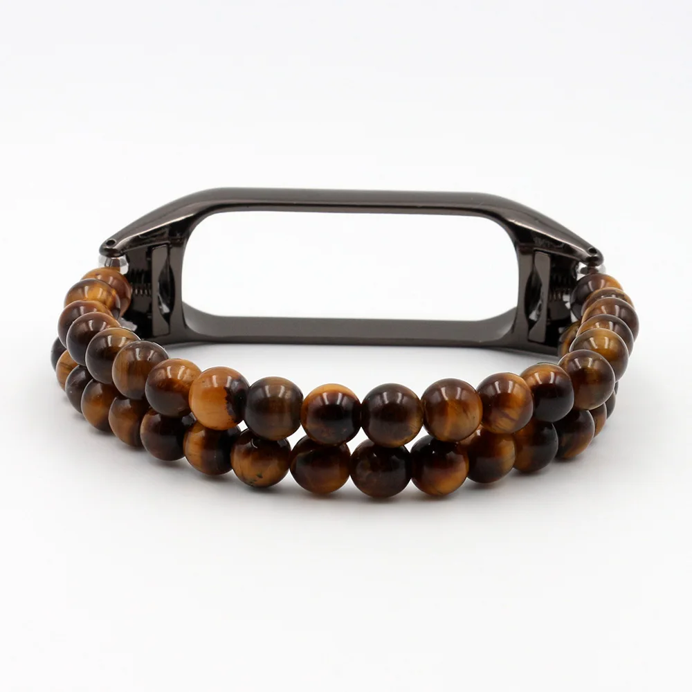 Elegant Beaded Elastic Smartwatch Bracelet – Stone Jewelry Wristband for Mi Band
