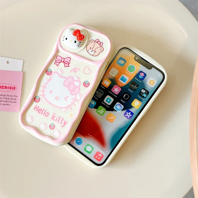 Kawaii anime push window lens case for iPhone 15