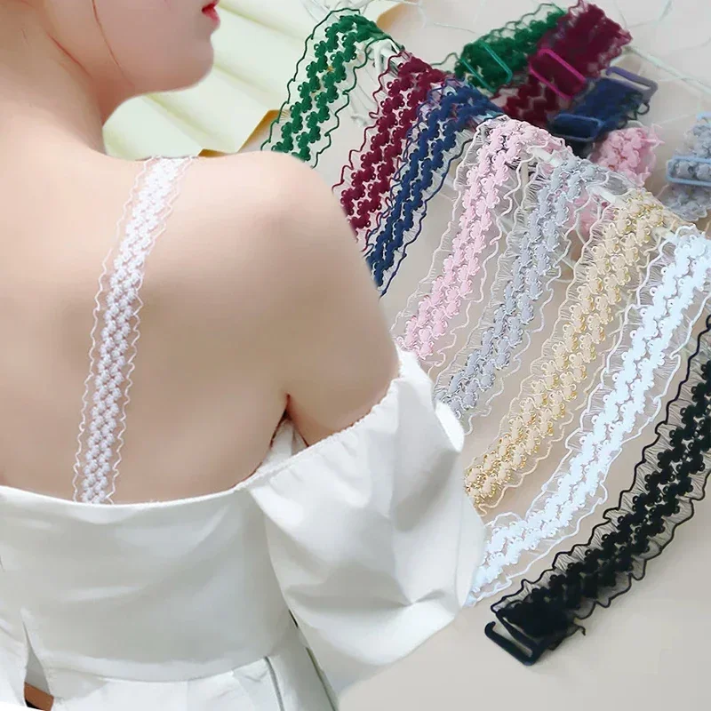 Elegant Lace Bra Strap - Adjustable Floral Elastic with Anti-Slip Design