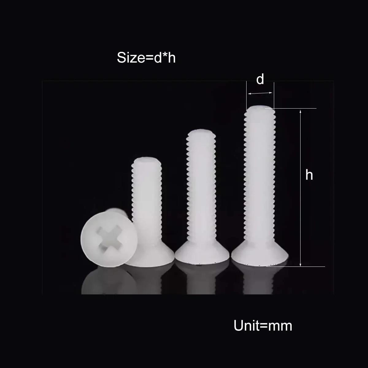 Nylon Plastic Countersunk Head Cross Machine Tooth Screw M2M2.5M3M4M5M6M8