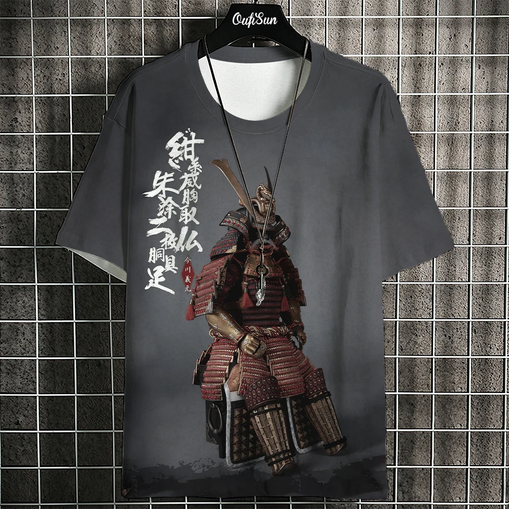 BBYOUTH Japan Samurai T-Shirt – 3D Printed Oni Mask Short Sleeve Tee For Men & Women