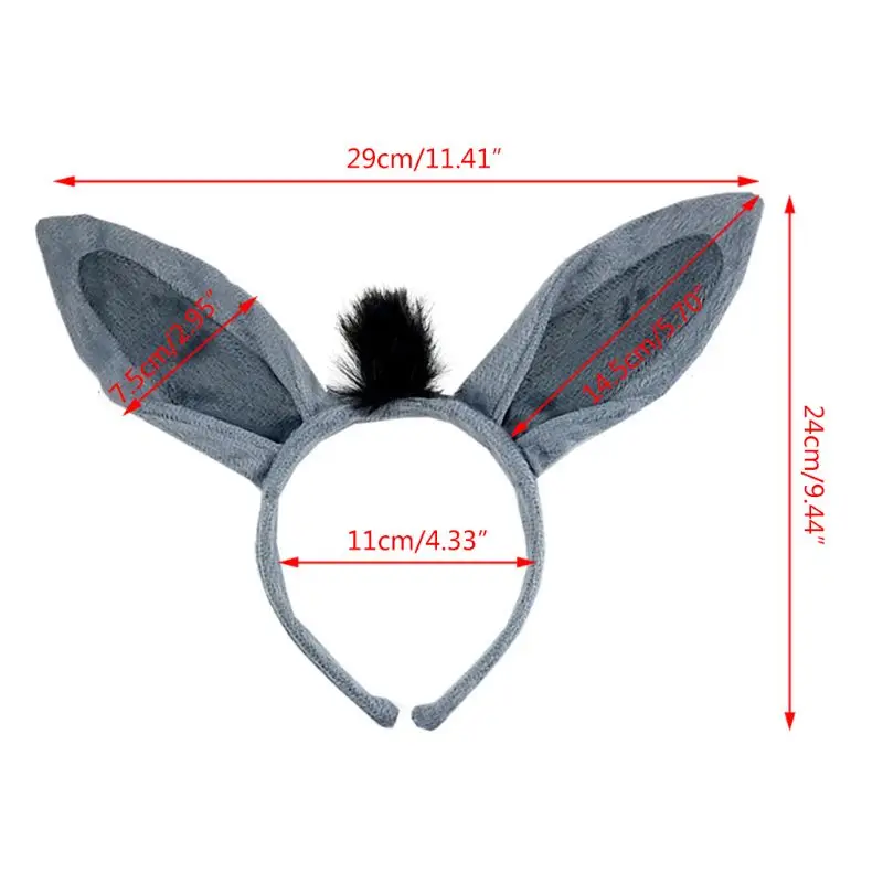 Faux Fur Dunkey Ears Horse Headband Animal Hair Hoop Dunkey headband Halloween Headband Horse Cosplay Accessories