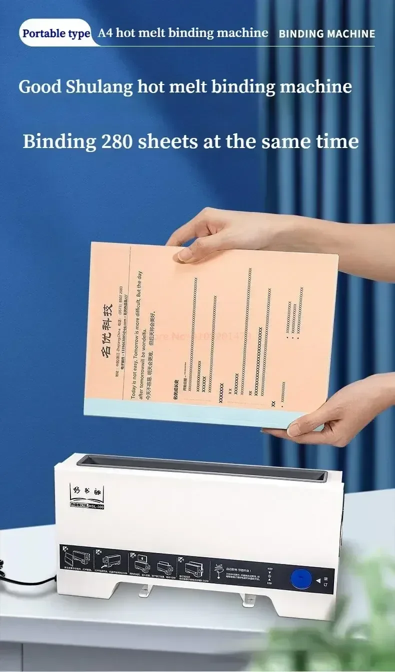 Description Picture 2 of itemA4 Hot Melt Binding Machine Small Automatic Gluing Home Office Binding Machine 4mm Thermal Fusion Cover For Document Finishing