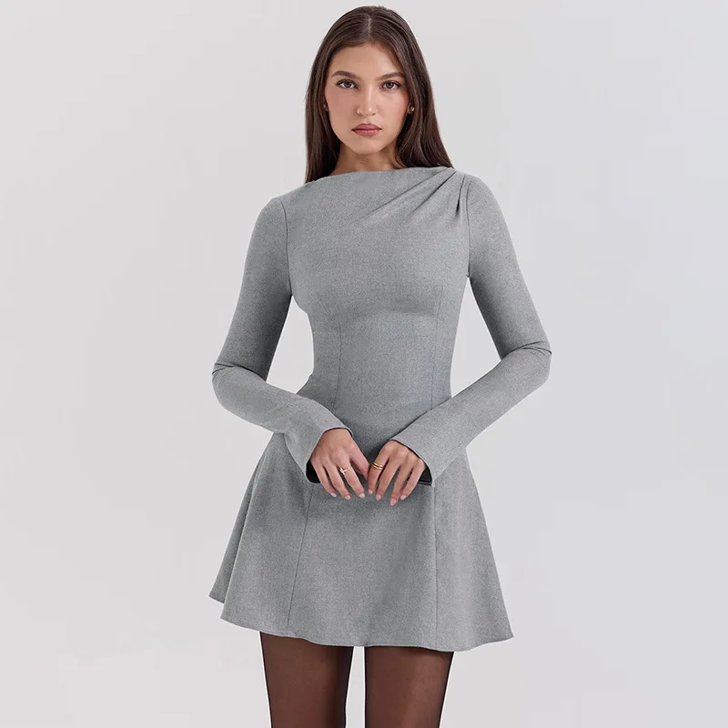JULISSA MO Elegant Round Neck Women Dress Black Long Sleeve High Waist Mini Dress Female Autumn A-line Slim Party Clubwear 2025 10 JULISSA MO Elegant Round Neck Women Dress Black Long Sleeve High Waist Mini Dress Female Autumn A-line Slim Party Clubwear 2025