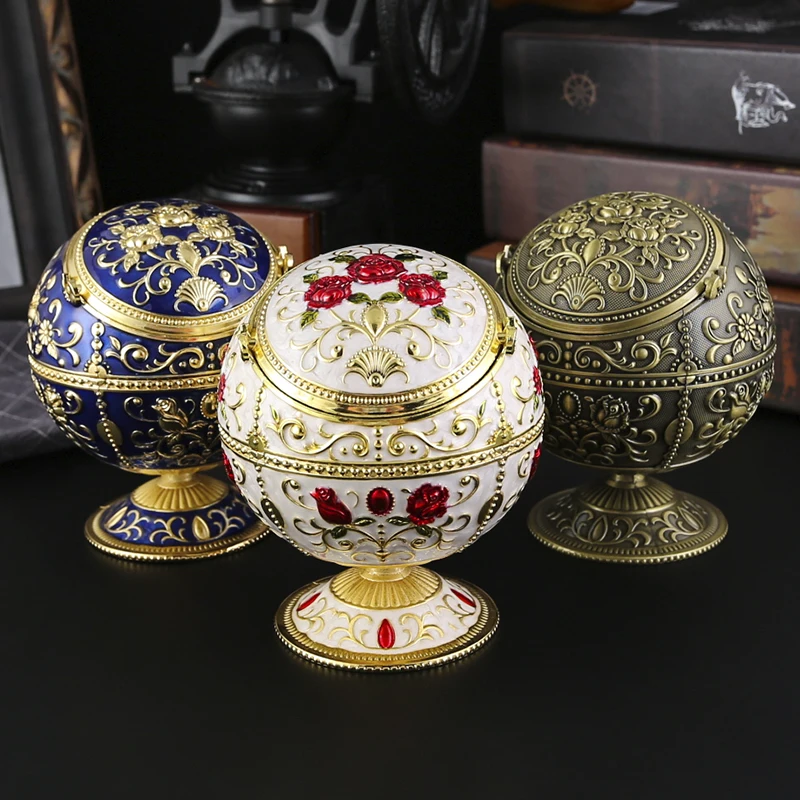 1 globe shaped metal ashtray dust resistant design cover suitable for living rooms office desktops