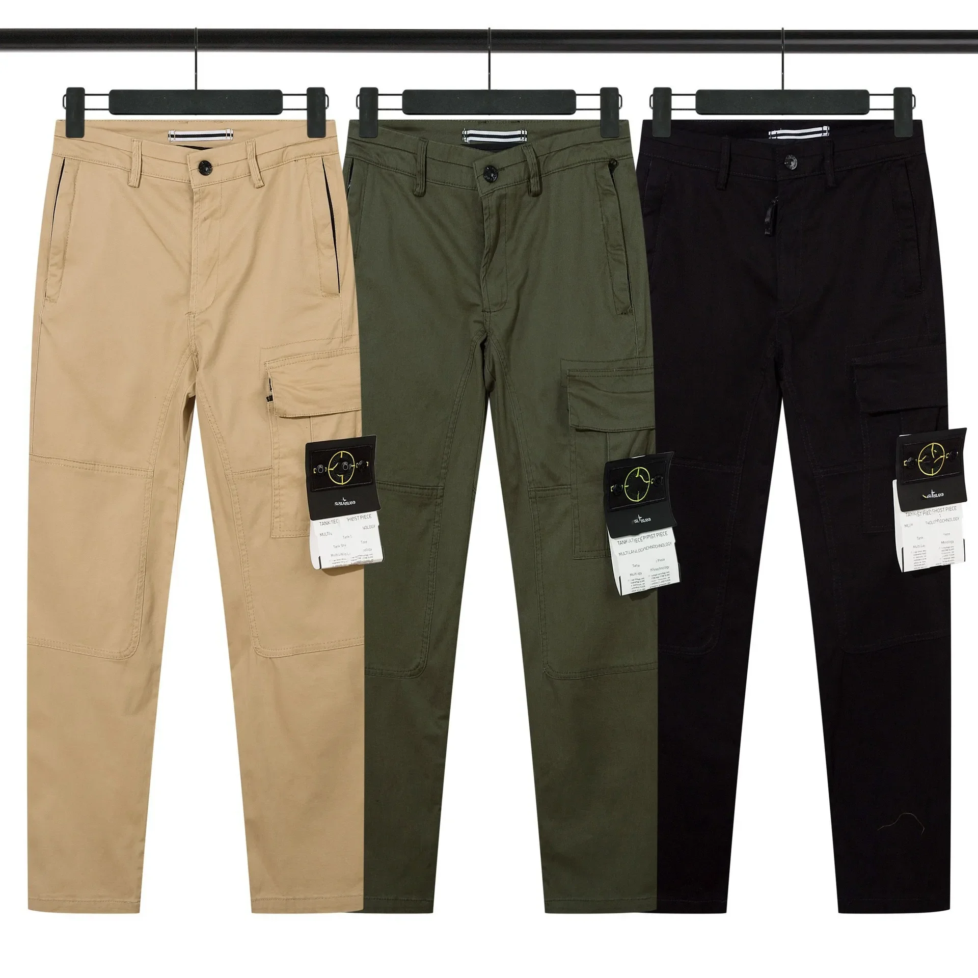 Casual Pants Stone Compass Embroidered Military Workwear Casual Loose Pants Multiple Pockets Long Trousers For Men Cross-Border