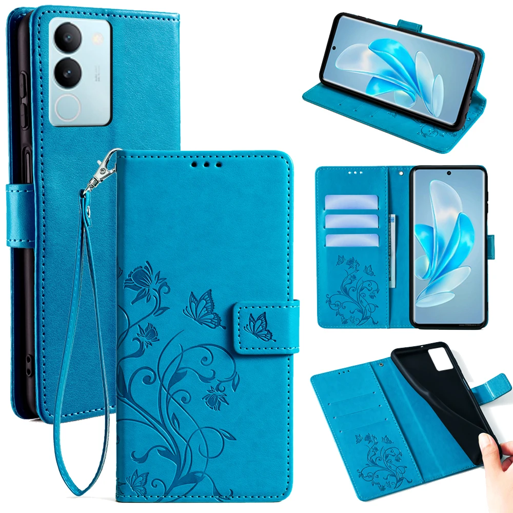 Vintage Vine Wallet Phone Case with Magnetic Snap Fastener and Viewing Stand