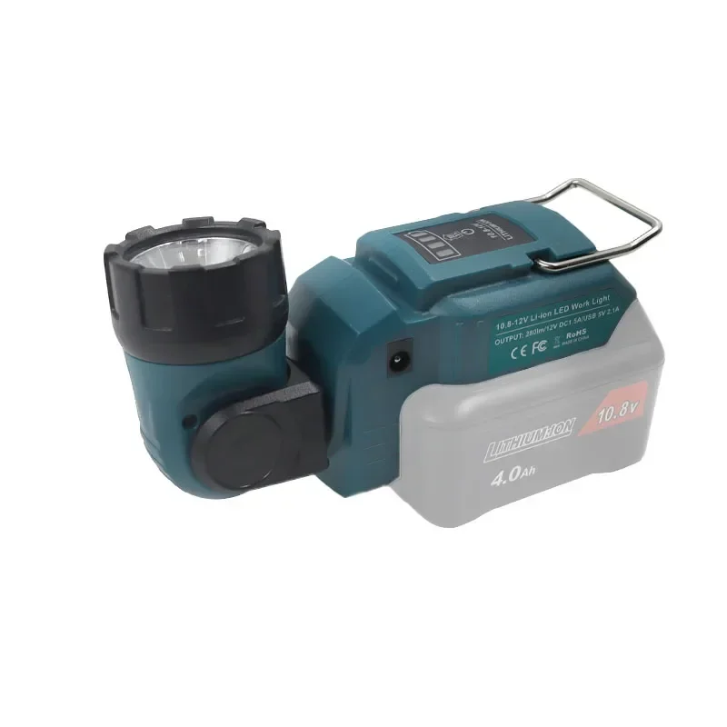 Portable LED Warning Light Spotlight Working Lamp USB Charger for Makita BL1021 BL1041 10.8V 12V Li-ion Battery