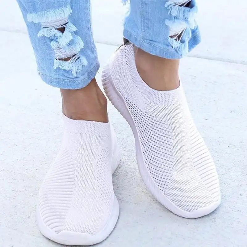 

Women's Leisure Knit Sneakers, Slip-on Lightweight Breathable Low Top Casual Shoes, Women's Footwear