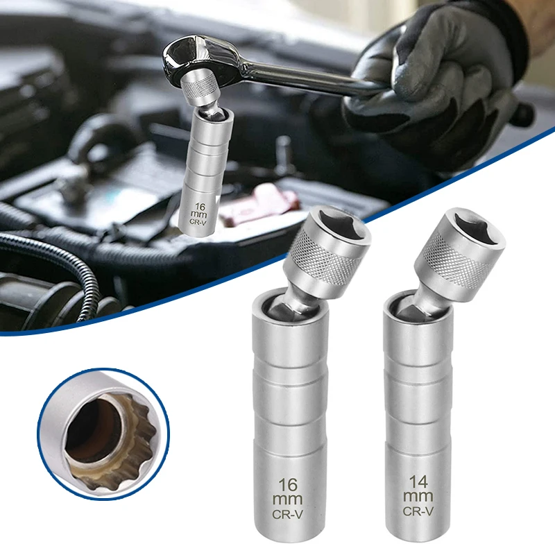 

14/16mm Car Repairing Tool Spark Plug Socket Wrench Magnetic 12 Angle Spark Plug Removal Tool Thin Wall 3/8" Drive Sockets